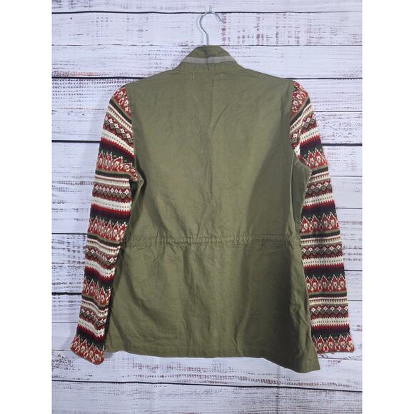 Flying Tomato Boho Aztec Cardigan Jacket Small Tie Wasit Knit Fair Isle Sleeves - Picture 2 of 3